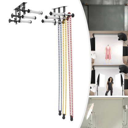 3 Axis Hook Background Support System Manual Lift for Photo Studio Backdrops Paper Cloth PVC - Ceiling Wall Mount Bracket Kit