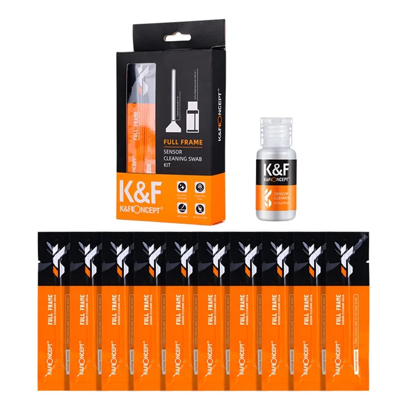 K&F Concept 10 Pack 16mm APS-C 24mm Full-Frame Sensor Cleaning Swabs Dry CCD CMOS Clean Swabs for Nikon Sony Canon DSLR Camera