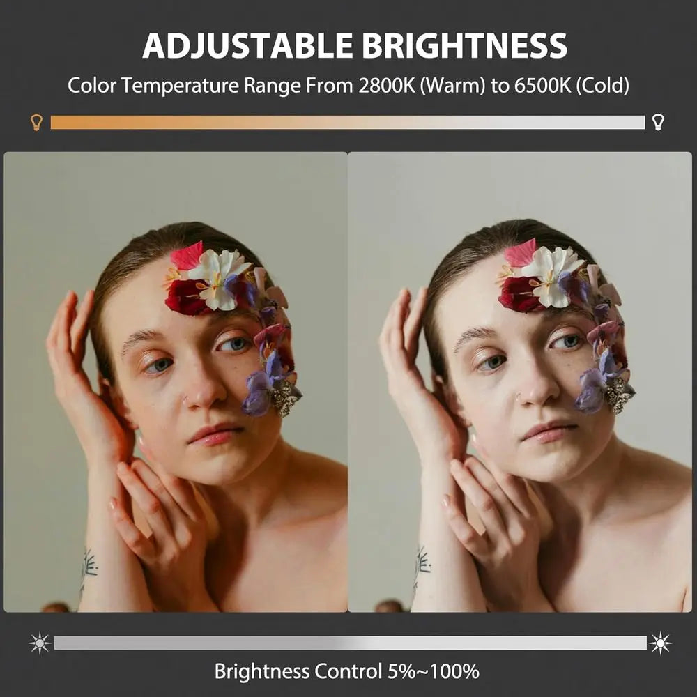 60W COB LED Video Light Handheld Portable with 8000 mAh Battery Dual-Color Photography Lighting Spotlight or Studio, Streaming,