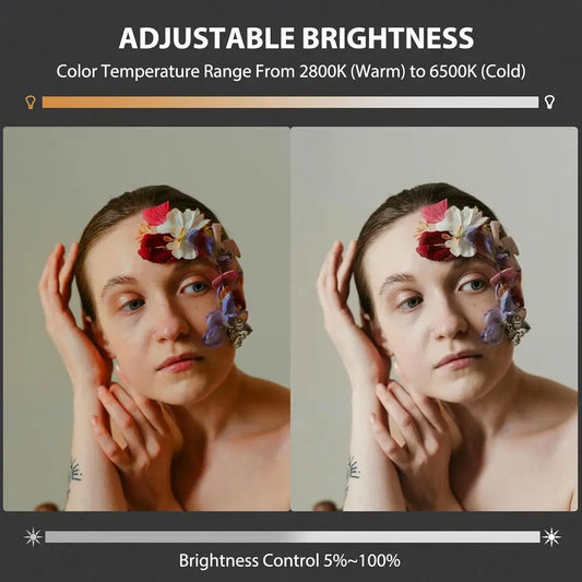 60W COB LED Video Light Handheld Portable with 8000 mAh Battery Dual-Color Photography Lighting Spotlight or Studio, Streaming,