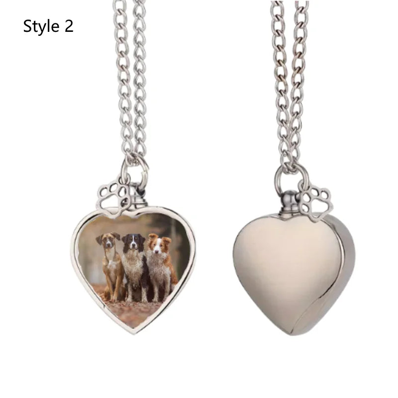 Personalised Custom Photo Commemorative Pendant Necklace, Personalised Zinc Alloy Cremation Urn, Sublimation DIY Pictures.
