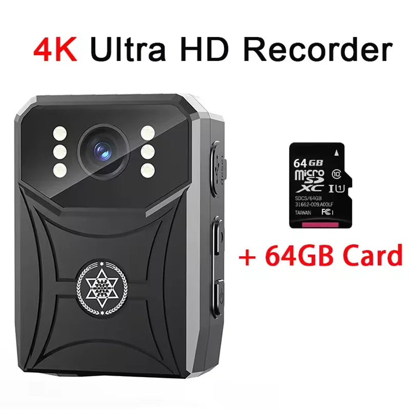 4K HD Mini Cameras with WIFi 3000mAh Digtal Video Recorder with IPS Screen Night Vision Police Body Camera Portable Camcorder