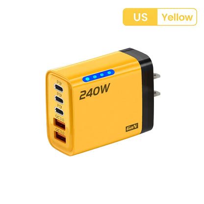 240W GaN 5-in-1 Fast Wall Charger — USB-C Power Adapter for iPhone, Samsung & Laptops