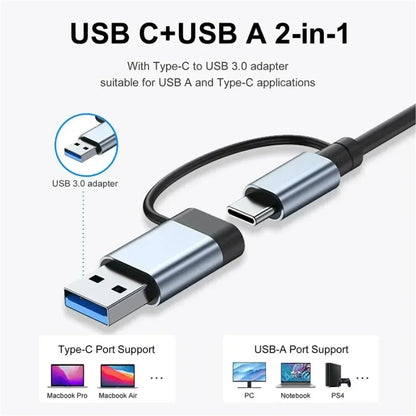 7/8-in-1 USB-C Hub — Multiport Adapter with SD/TF Card Reader for MacBook & Tablet