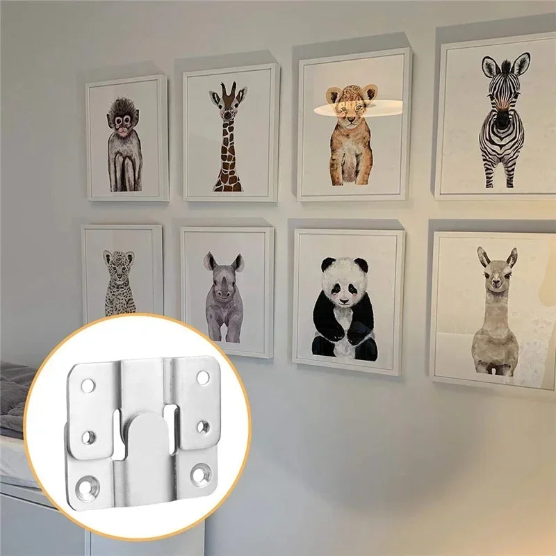 10pcs Flush Mount Bracket Interlock Hanging Buckle Furniture Connector Wall Picture Frame Hanger Display Photo Frames Hooks
