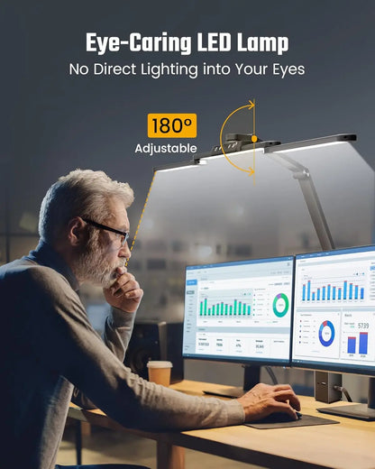 LED Desk Lamp with Power Strip, 6 Outlets & USB Ports, Adjustable Clamp Light with Dimming & Color Control