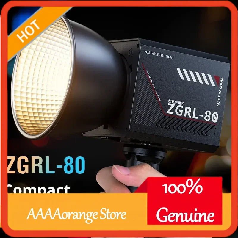 ZGRL80 80W COB LED Video Light Handheld Portable Continuous Lighting for Studio Photography Outdoor Filming Vlogging with Carry