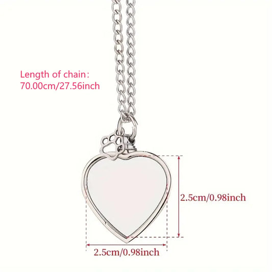 Personalised Custom Photo Commemorative Pendant Necklace, Personalised Zinc Alloy Cremation Urn, Sublimation DIY Pictures.