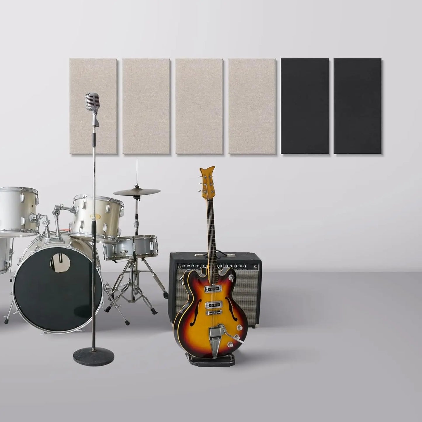 4-Pack Acoustic Panels, 2" Thick Fiberglass Sound Absorbing Wall Panels for Home Studio, Office, Theater in Light Camel