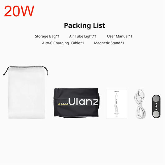 Ulanzi UA12/UA20 Portable Air Tube Light 12W Bi-color Fill Light 2700K-6500K Magnetic Fill Light for Outdoor Indoor Photography