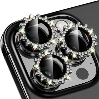 Bling 3D Metal Gear Design Diamond Camera Lens Glass Protector For IPhone 16 Pro Max 15Pro 16Plus Mechanical Case Friendly Rings