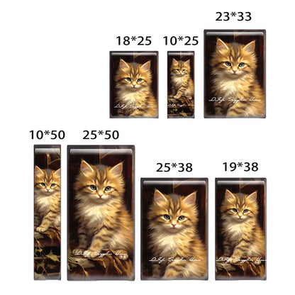 10pcs/lots Rectangle Cute Cat Kitten Pet Flower Photo Glass Cabochon Flatback Demo Flat Back Cameo For Diy Jewelry Making
