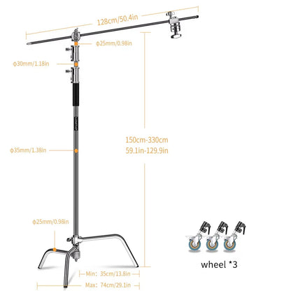 Photographic Equipment Professional Stainless Steel 2.6-3.3m Heavy Duty Light C Stand Studio Softbox Heavy Duty Tripod Carrybag