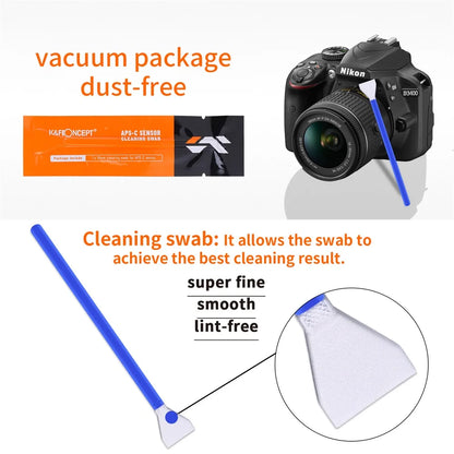 K&F Concept 10 Pack 16mm APS-C 24mm Full-Frame Sensor Cleaning Swabs Dry CCD CMOS Clean Swabs for Nikon Sony Canon DSLR Camera