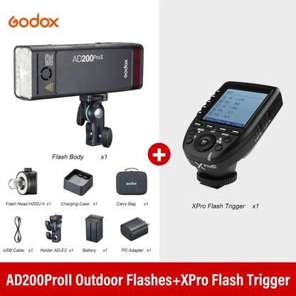 Godox AD200ProII  TTL 2.4G Wireless Camera Pocket light-duty Flash compatible with Nikon Canon Sony Fuji Olympus