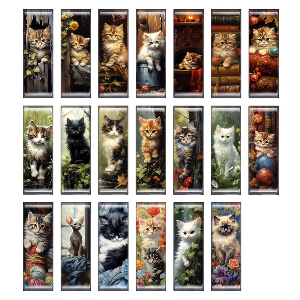 10pcs/lots Rectangle Cute Cat Kitten Pet Flower Photo Glass Cabochon Flatback Demo Flat Back Cameo For Diy Jewelry Making