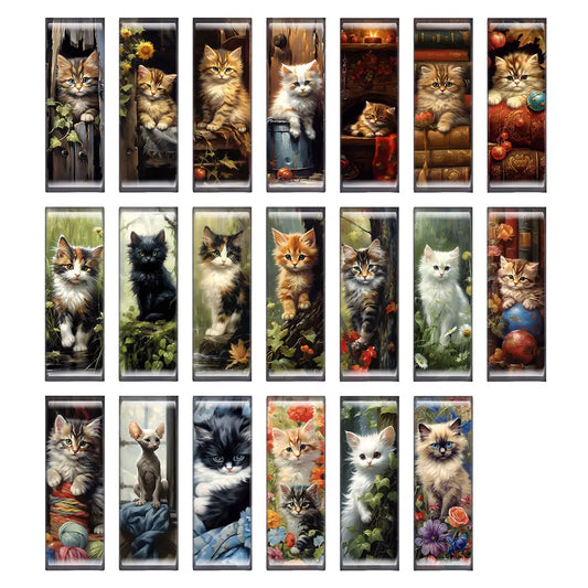 10pcs/lots Rectangle Cute Cat Kitten Pet Flower Photo Glass Cabochon Flatback Demo Flat Back Cameo For Diy Jewelry Making
