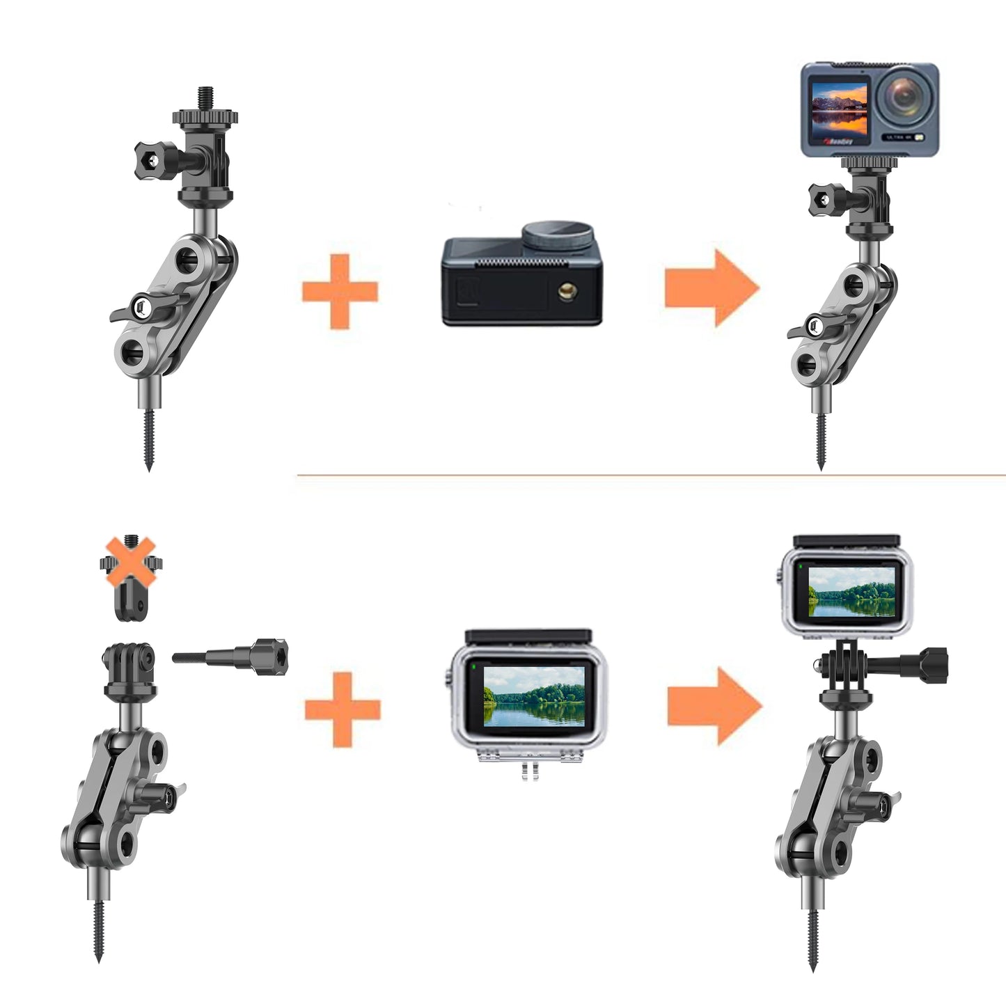 Trail Cameras Mounting Bracket with 1/4" Threaded Insert 360°Rotating Adjustable Holder for Outdoor Hunting Gear Accessory