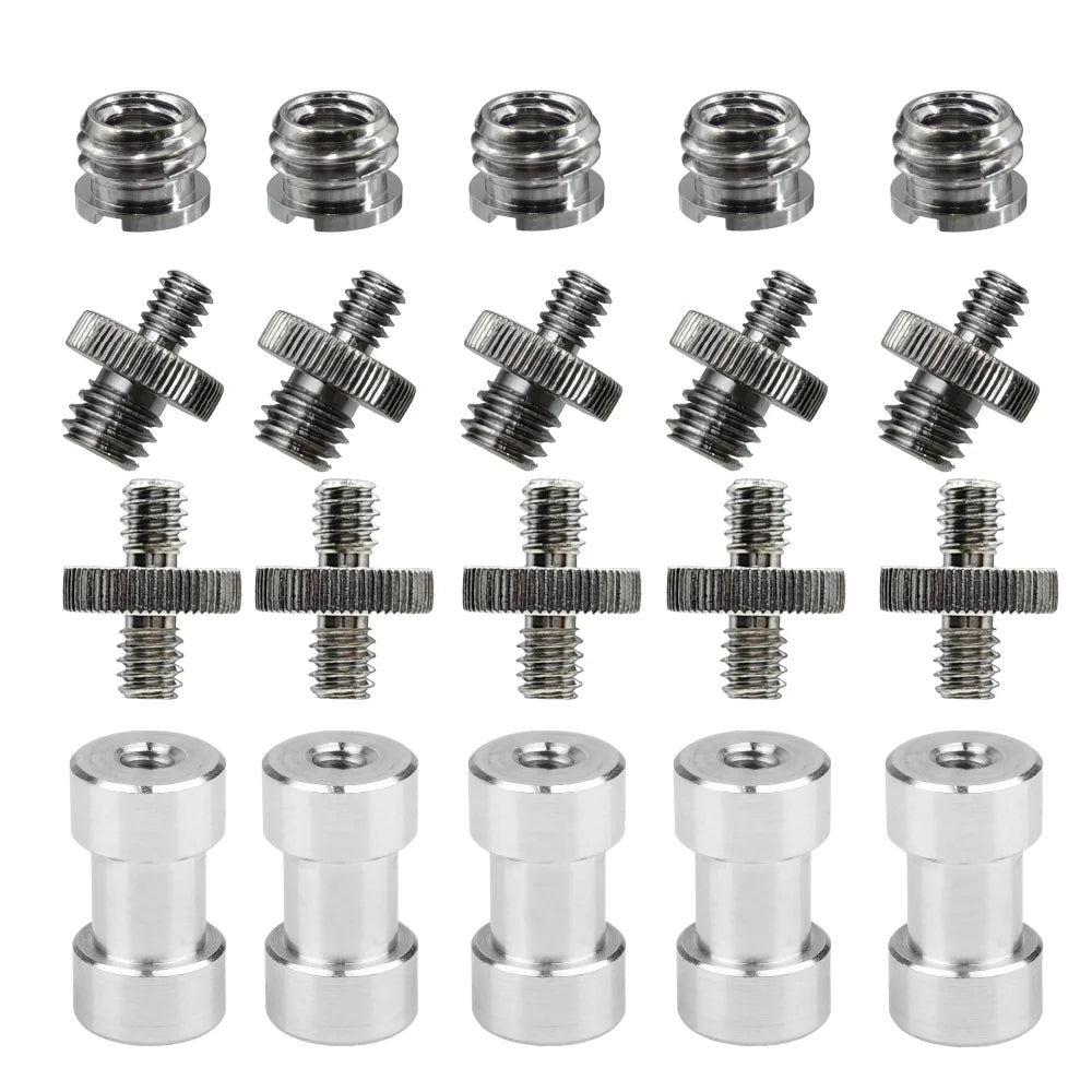 20Pcs 1/4" to 3/8" Female Screw Convert Adapter Spigot Stud Male Adapter Metal Screw for Flash Light Tripod Photo Studio Kit