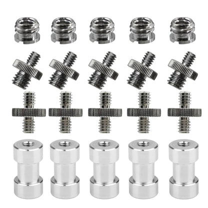 20Pcs 1/4" to 3/8" Female Screw Convert Adapter Spigot Stud Male Adapter Metal Screw for Flash Light Tripod Photo Studio Kit
