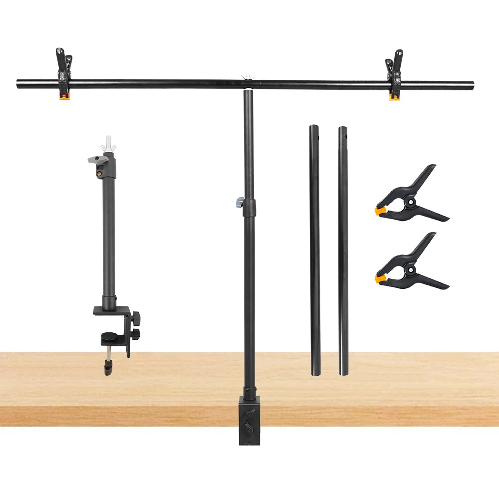 Adjustable Small Desk T-shaped Tripod Stand Background Backdrop Photography Support System Photo Studio Paper Muslin Backdrops