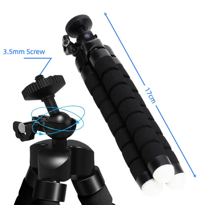 Flexible Octopus Mini Tripod for Phone & Action Camera — With Holder Clip