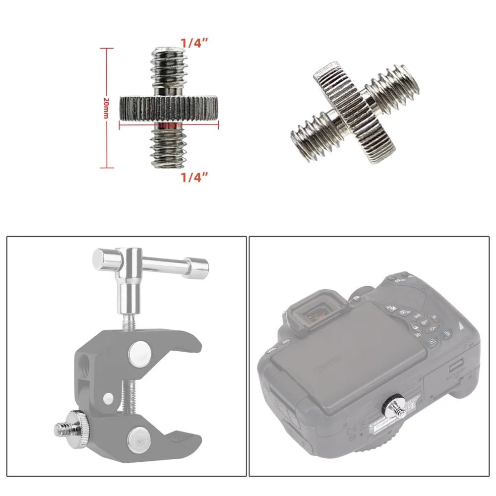 20Pcs 1/4" to 3/8" Female Screw Convert Adapter Spigot Stud Male Adapter Metal Screw for Flash Light Tripod Photo Studio Kit