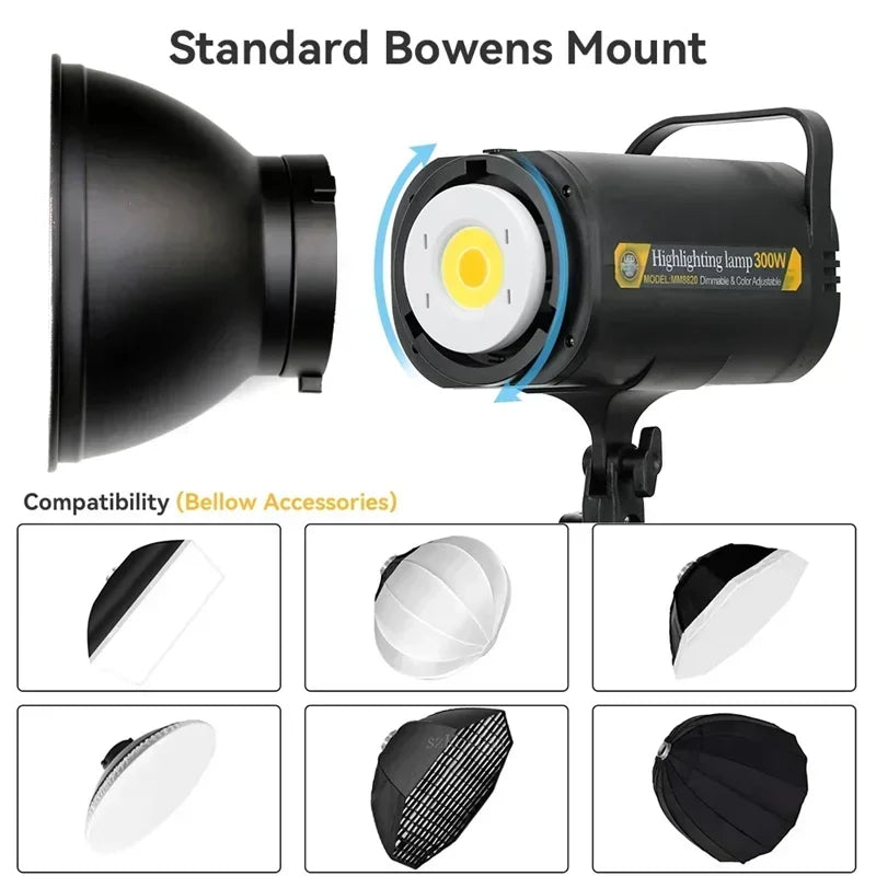 Jingying 300W LED 5700K Continuous Dimmable Photography Lamp Photo Studio Daylight Lighting for Youtube Tiktok