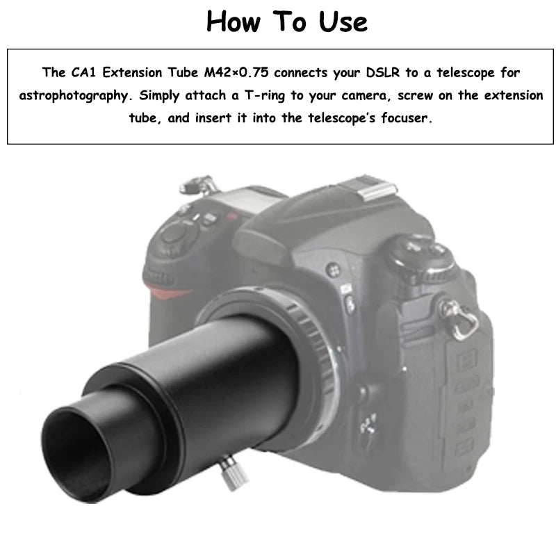 CA1 Extension Tube M42*0.75mm Photography Connector All-Metal T-Adapter for DSLR Camera Mount Astronomical Telescope Accessories
