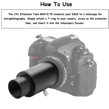 CA1 Extension Tube M42*0.75mm Photography Connector All-Metal T-Adapter for DSLR Camera Mount Astronomical Telescope Accessories
