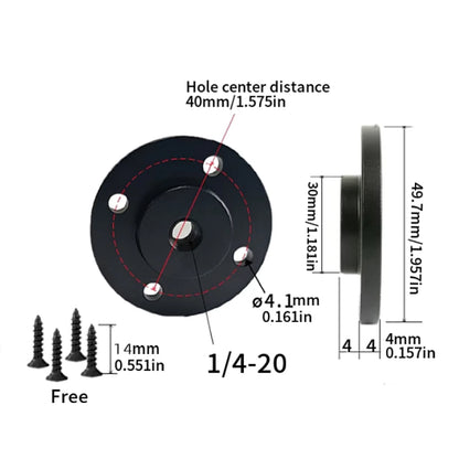 Mount Metal Base 40/50mm Hole 1/4-20,3/8-16,M6 Thread Screw Nut Adapter Tripod Bracket Cameras Flash Photography Accessories