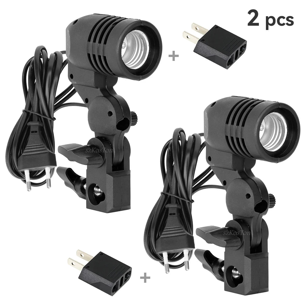 Single Head Bulb Holder E27 Socket Flash Umbrella Bracket Photo Lighting Bulb Holder For Photography Studio Accessories US EU