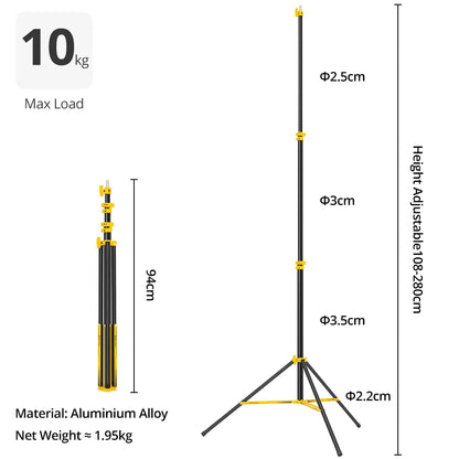 AMBITFUL GM280Y 280cm Professional Air Cushioned Light Stand 10Kg Heavy Load Studio Light Stand For Camera Softbox Tripods