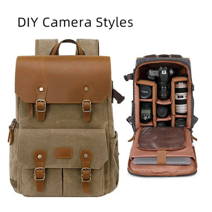 Litepro DSLR Crazy-Horse-Leather Backpack For Brompton Bicycle Waterproof Anti-theft Canvas Drone Outdoor Photography Bag