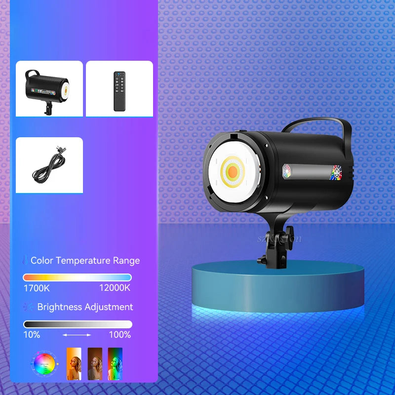 RGB LED Light Video Light Outdoor Lighting 1700K-12000K Bowens Mount Control for Photography Studio Video