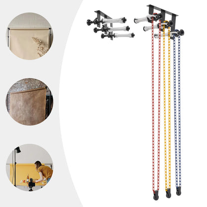 3 Axis Hook Background Support System Manual Lift for Photo Studio Backdrops Paper Cloth PVC - Ceiling Wall Mount Bracket Kit