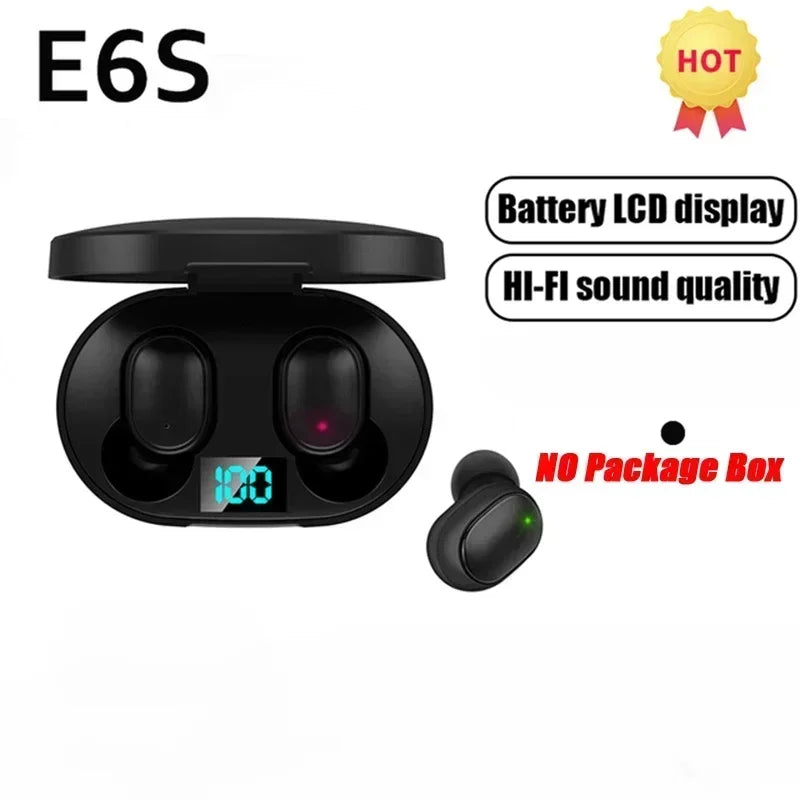E6S Air Pro Fone Bluetooth Earphones Wireless Headphones LED Display Noise Cancelling Earbuds by Mic Wireless Bluetooth Headset