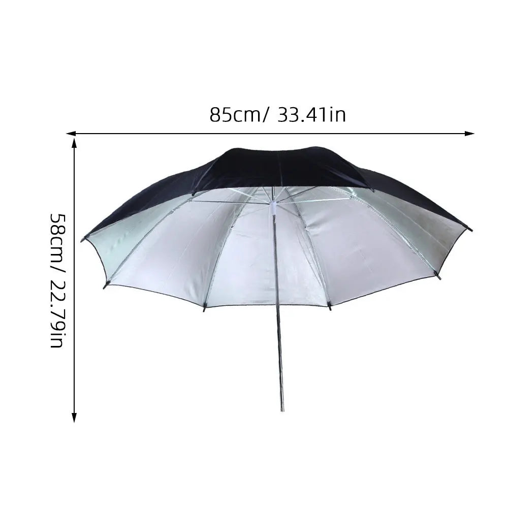 85Cm Silver Black Photography Light Umbrella Even Light Spread Diffuser for Flash Strobe Continuous Lighting Portrait Product