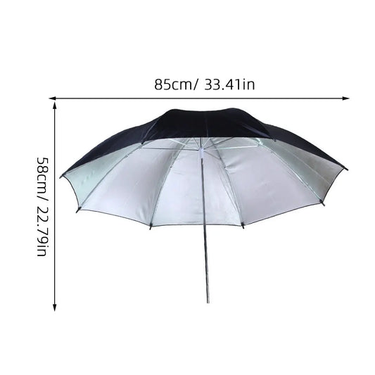 85Cm Silver Black Photography Light Umbrella Even Light Spread Diffuser for Flash Strobe Continuous Lighting Portrait Product