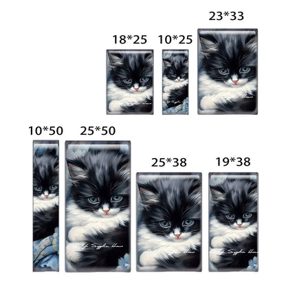 10pcs/lots Rectangle Cute Cat Kitten Pet Flower Photo Glass Cabochon Flatback Demo Flat Back Cameo For Diy Jewelry Making