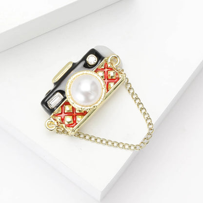 Girls Enamel Chain Camera Brooch Neutral Everyday Clothing Suit Jacket Accessories Pin Gift For Photography Enthusiasts