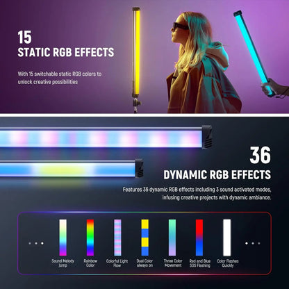NEEWER Basics 21" Magnetic RGB Light Wand LED Handheld Video Tube Lighting Stick with  for Studio Photography Streaming