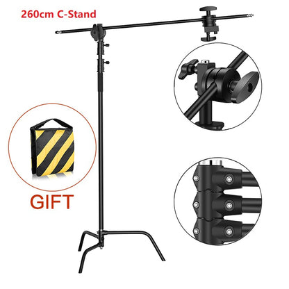 Photographic Equipment Professional Stainless Steel 2.6-3.3m Heavy Duty Light C Stand Studio Softbox Heavy Duty Tripod Carrybag