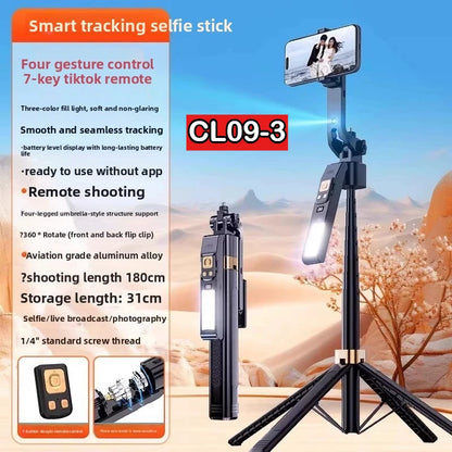 AI intelligent follow-up face tracking selfie stick 360degree automatic rotation portable travel photography mobile phone tripod