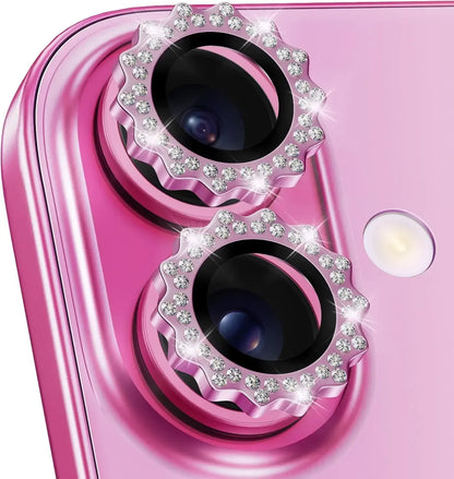 Bling 3D Metal Gear Design Diamond Camera Lens Glass Protector For IPhone 16 Pro Max 15Pro 16Plus Mechanical Case Friendly Rings
