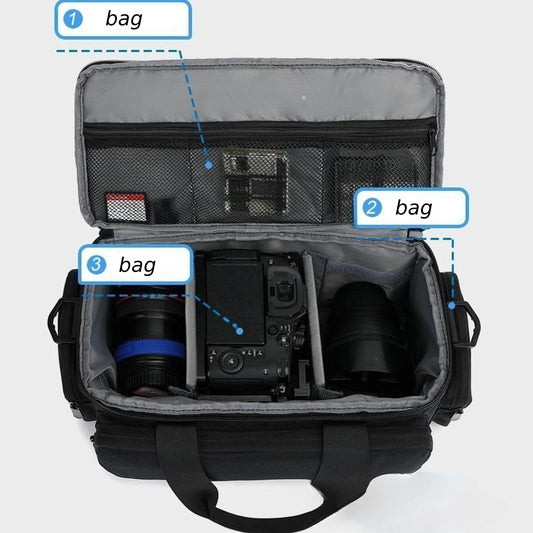 Portable Camera Storage Bag Large Capacity Nylon Professional Camera Equipment Bag for Slr Cameras DSLR Cameras Lens Accessories