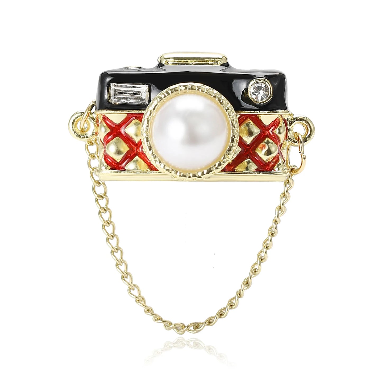 Girls Enamel Chain Camera Brooch Neutral Everyday Clothing Suit Jacket Accessories Pin Gift For Photography Enthusiasts