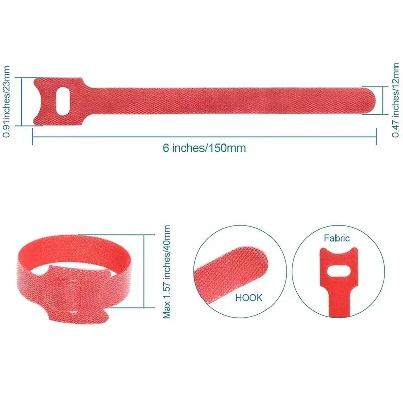 10/30/50Pcs Reusable Hook And Loop Cable Ties Fastening Strap Multi-Purpose Wire Organizers For Computer/TV/Electronic Devices