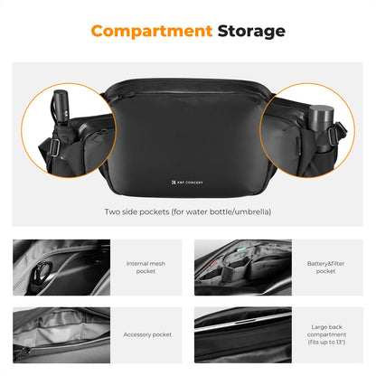 K&F CONCEPT 12L/10L Camera Sling Bag Waterproof Travel Photography Shoulder Bag For Canon Sony DSLR Camera Case Tripod Holder