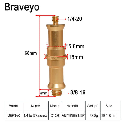 Flash Bracket Conversion Screw 1/4 3/8 Inch Long Stud Socket Revolving Transfer Metal Screw Tripod Photography Accessories